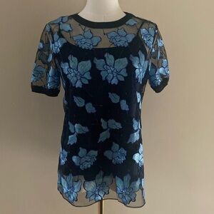 Elie Tahari Sheer Embroidered Top with Cami